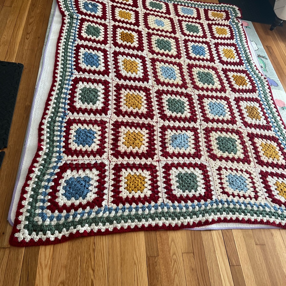 Colorful Crochet Blanket with Squares